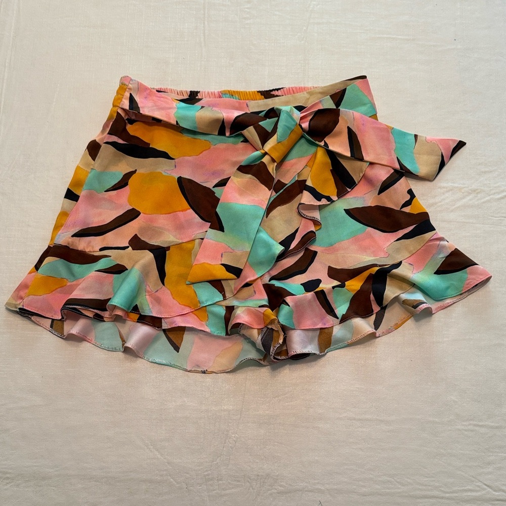 River Island Women's Multicolor Abstract Skort with Tie Size 10